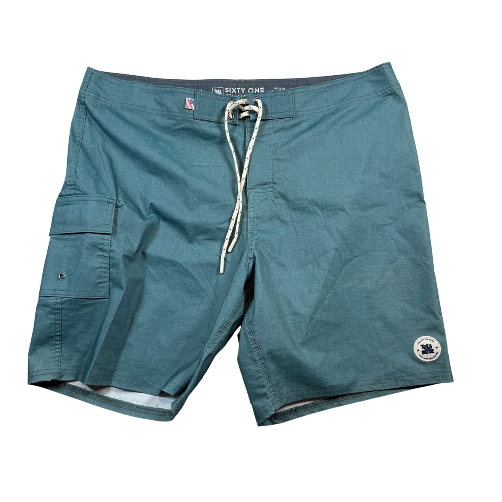 Toes on‎ the Nose Sixty One Collection Board Shorts Mens 38 Teal Made in USA